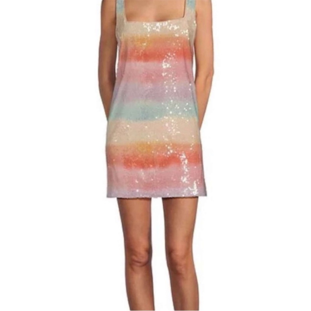 Gianni Bini Square Neck Sparkle Striped Dress
